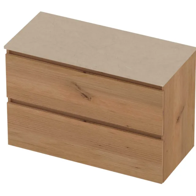 Basic-Line Deck 46 Badmeubelset Greeploos 100x46x66 cm Whisky Oak Sand Stone Beige
