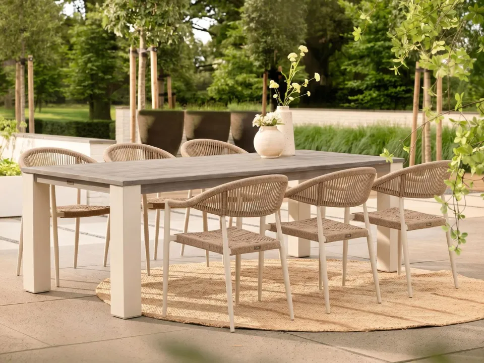 Manifesto Furniture Manifesto Belpasso/ROUGH-X 240cm dining tuinset 7-delig stapelbaar bruin, foto 4