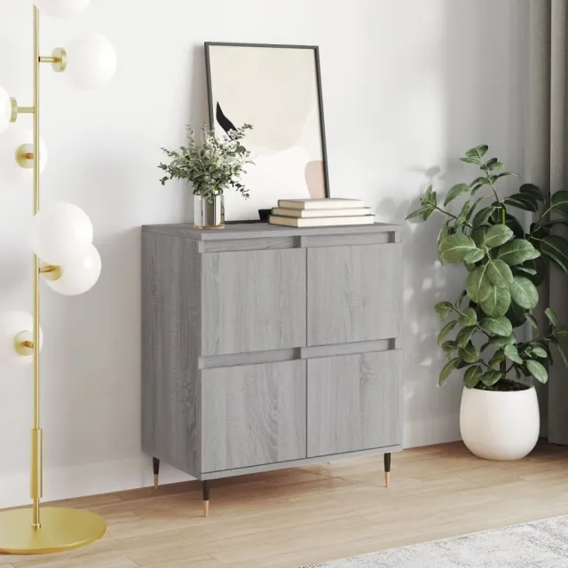 vidaXL Dressoir 60x35x70 cm bewerkt hout grijs sonoma eikenkleurig, foto 2