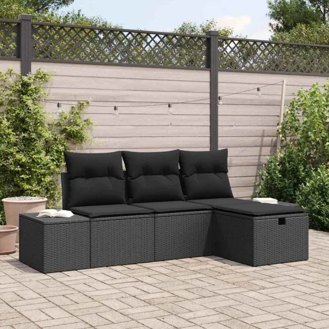 vidaXL Tuin Sofa Set 4 st poly rattan Zwart