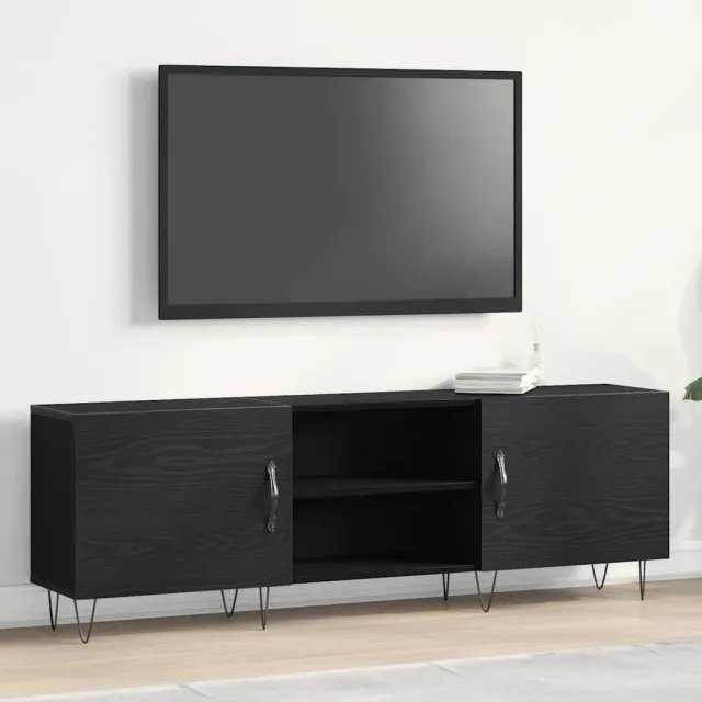 vidaXL Tv-meubelset 150 x 30 x 50 cm Zwart Eiken Bewerkt hout