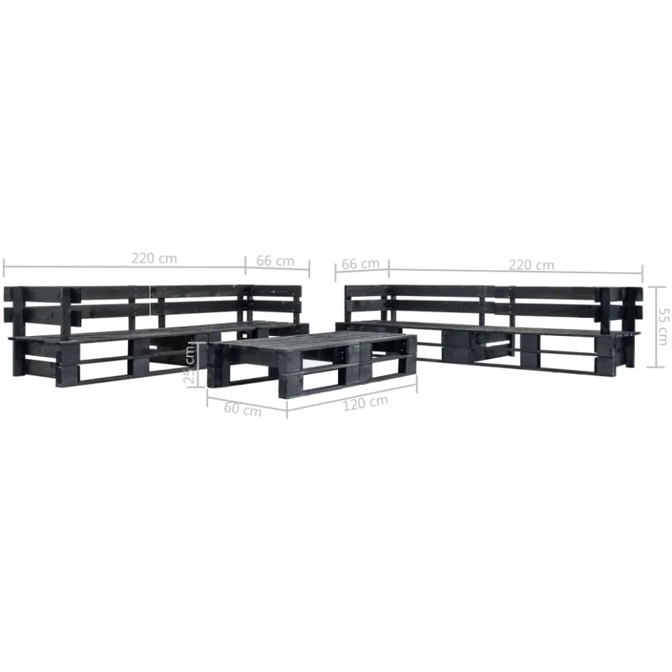 vidaXL 6-delige Loungeset pallet hout zwart