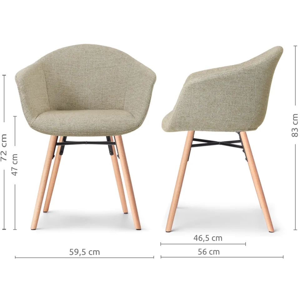 Nolon Nena-Otis eetkamerstoel taupe melange - houten onderstel, foto 3