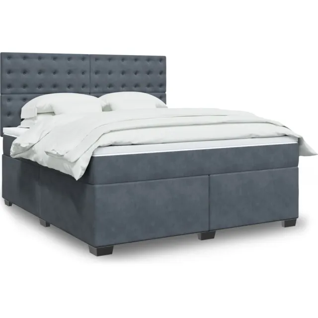 vidaXL Boxspring met matras fluweel donkergrijs 180x200 cm grijs
