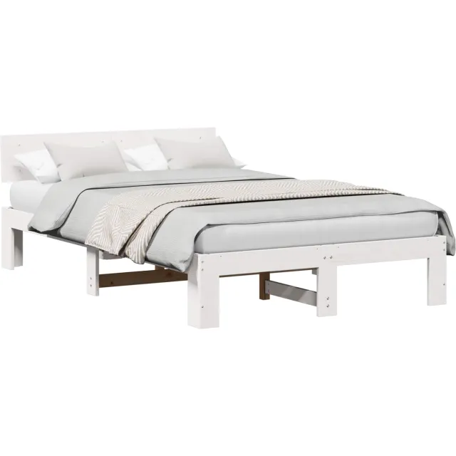 vidaXL Bedframe met hoofdeinde Wit 120 x 200 cm Massief grenenhout