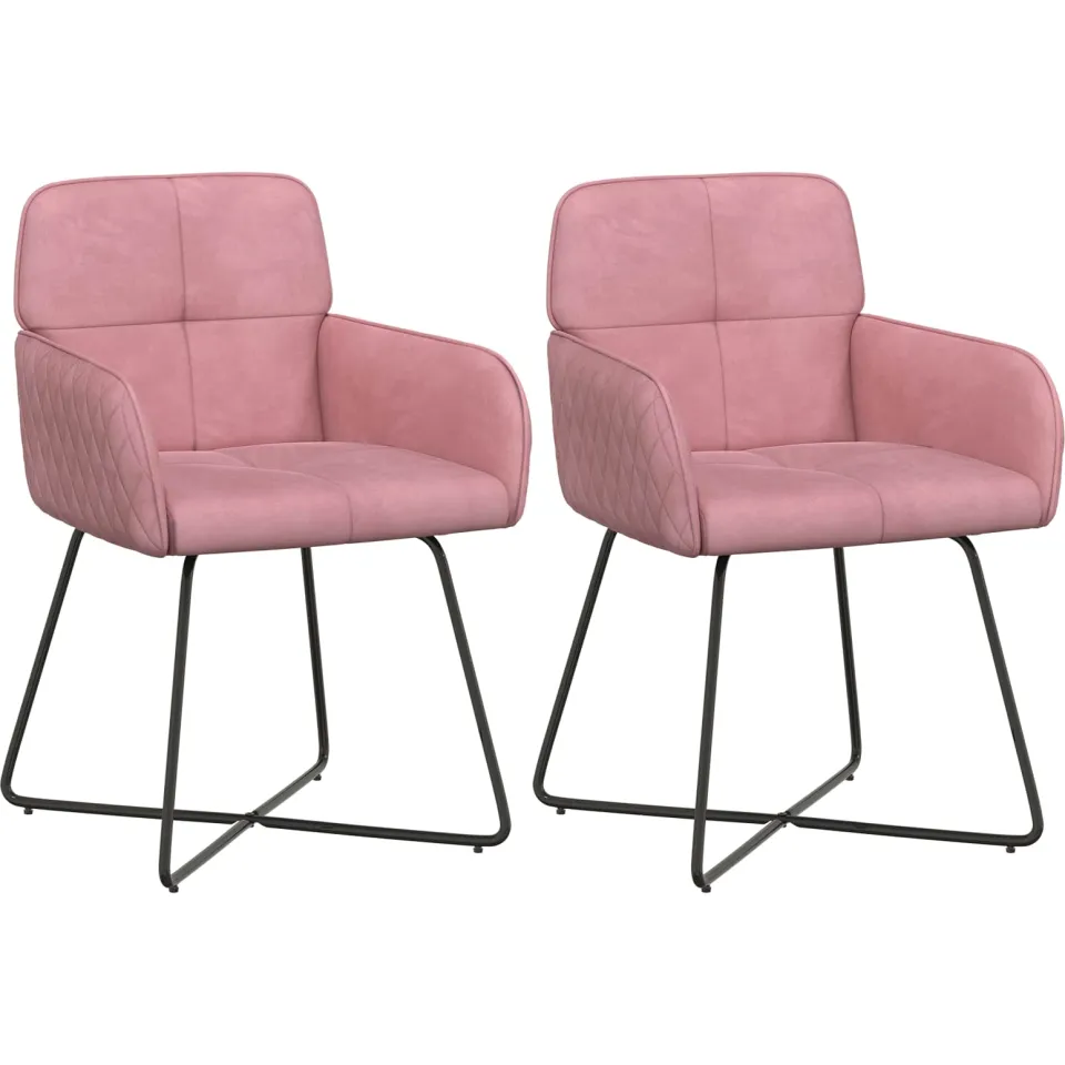 vidaXL Eettafelstoelen 2 st fluweel Roze 59 x 56,5 x 86 cm, foto 3