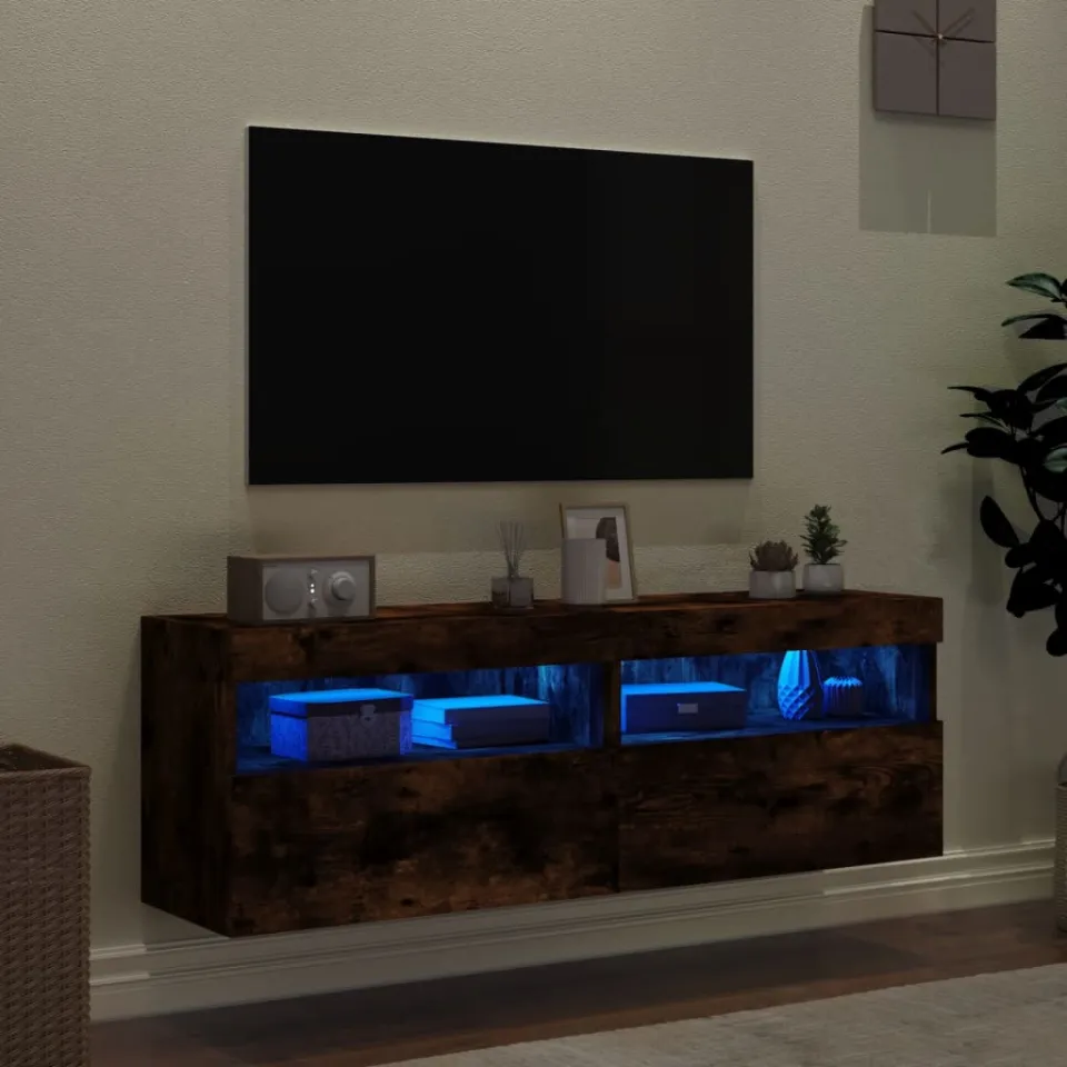 vidaXL Tv-wandmeubels met LED 2 st 60x30x40 cm gerookt eikenkleurig, foto 3