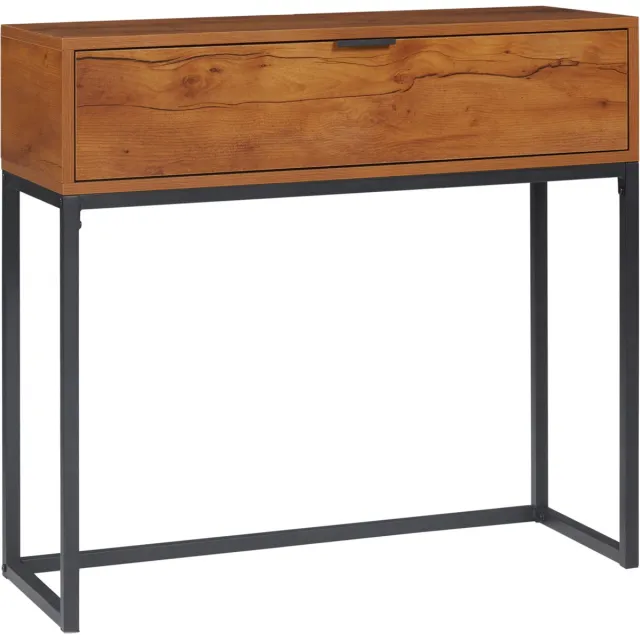 Homona Sidetable - Industrieel ontwerp - Met lade en stalen frame - 80 x 30 x 76 cm - Bruin/Zwart