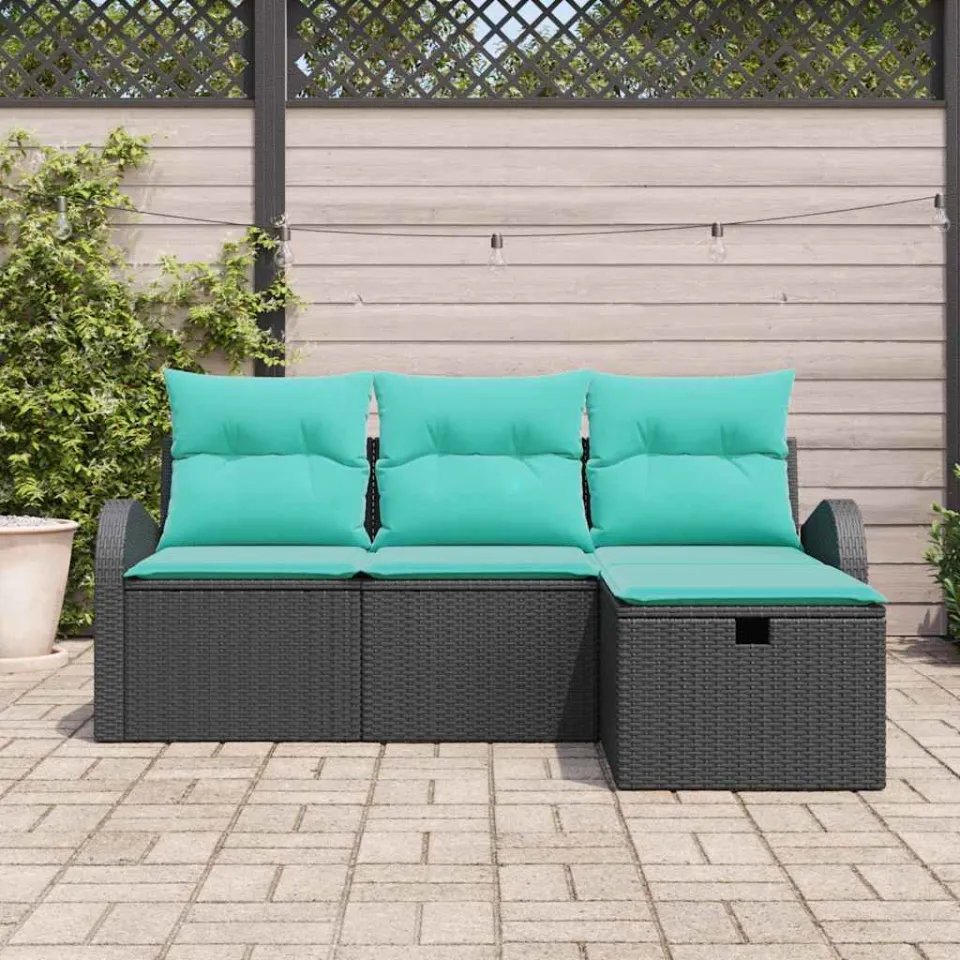 vidaXL Tuin Sofa Set 4 st Poly riet bruin, foto 3