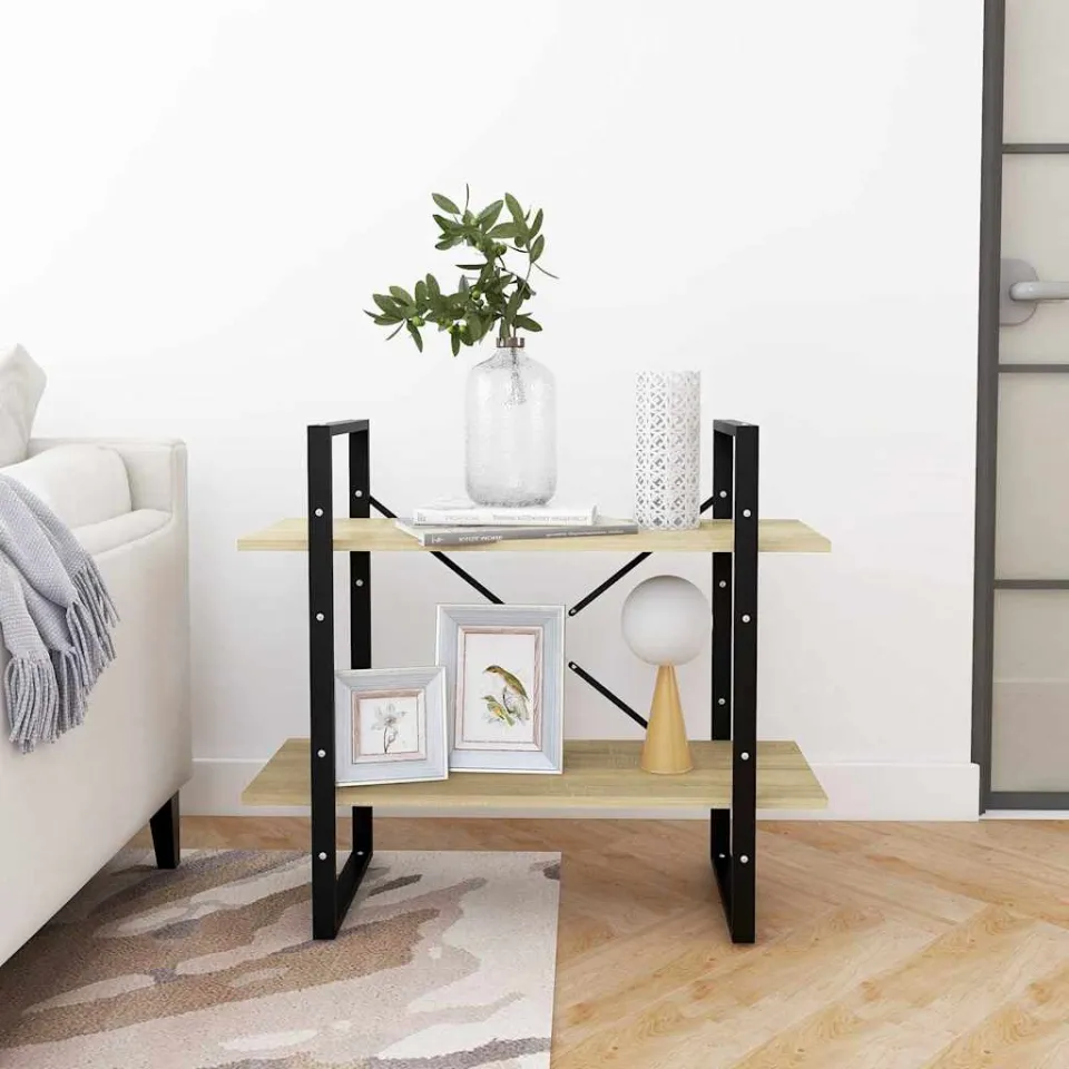 vidaXL Boekenkast met 2 schappen 80x30x70 cm bewerkt hout sonoma eiken, foto 3