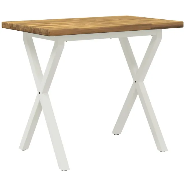 vidaXL Vierkante - Eettafel - 110 - x - 55 - x - 75 - cm - Massief - Acacia - Hout Whitewash en wit