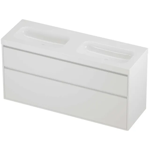 Proline Haga Badmeubelset Polystone Mezza 140x46x73 cm Glans Wit Mat White Mat Wit
