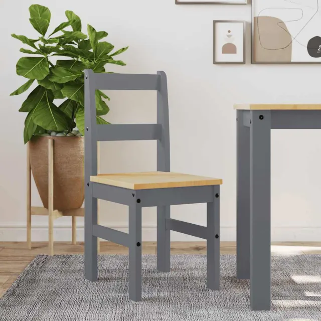 vidaXL Eetkamerstoelen 2 st Panama 40x46x90 cm grenenhout grijs, foto 2