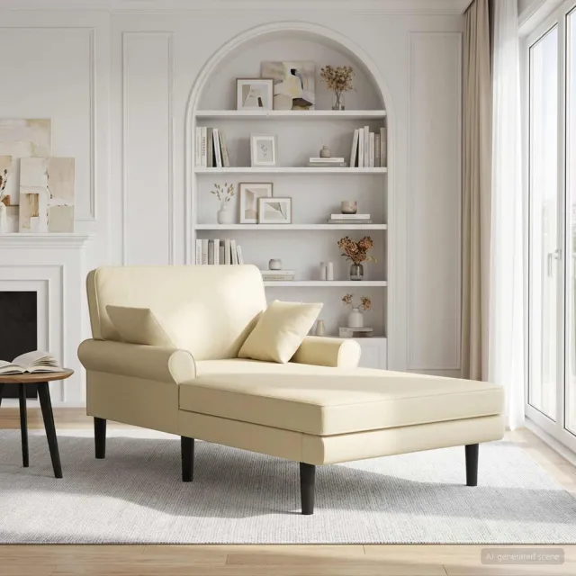 vidaXL Chaise longue Crèmekleurig Kunstleer