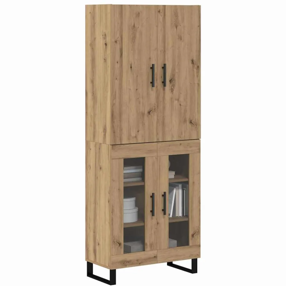 vidaXL Hoge kast 2 st Artisan Eiken 69,5 x 34 x 180 cm Bruin
