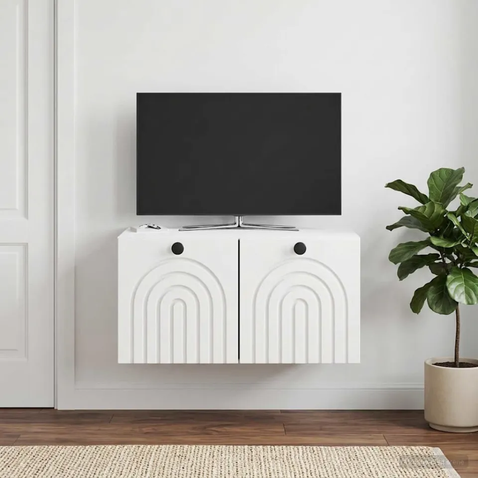 vidaXL Wandbeugel TV-kast Hoogglans Wit 59,5 x 41 x 30 cm Bewerkt hout, foto 4