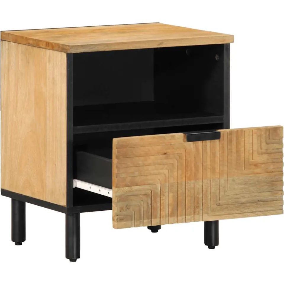 vidaXL Nachtkastje 40x33x46 cm massief mangohout bruin, foto 2