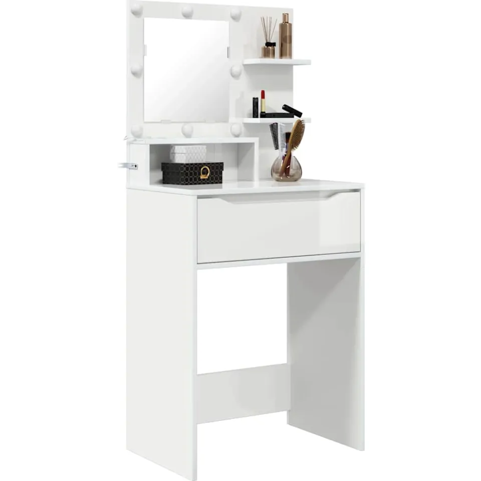 vidaXL Slaapkamer Kaptafels Hoogglans Wit 60 x 39,5 x 135 cm