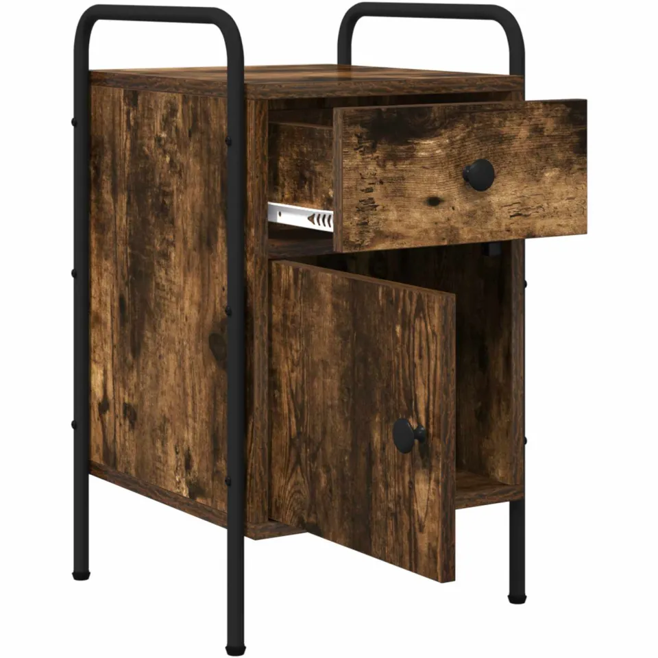 vidaXL Nachtkastje 2 st Gerookt eiken 35 x 36,5 x 61 cm Bewerkt hout, foto 3