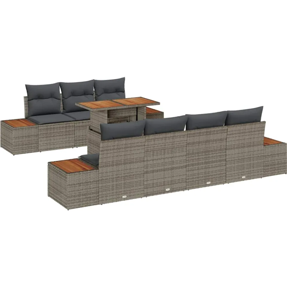 vidaXL Tuin Sofa Set 8 st Grijs Poly riet
