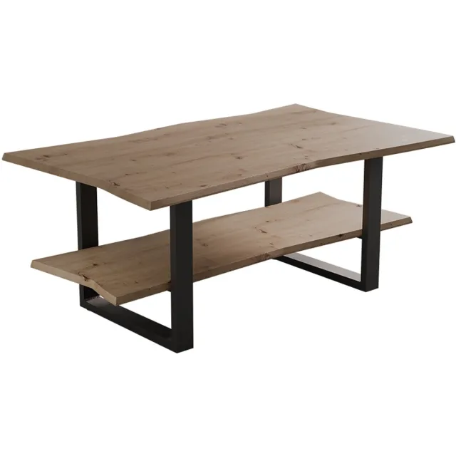 Vicco Yan Salontafel – 100 x 60 cm, met plank Ambachtelijk Artisanaal eiken
