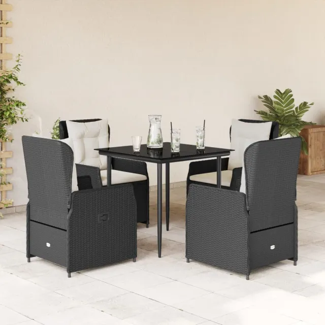 vidaXL 5-delige Tuinset met kussens poly rattan zwart, foto 2