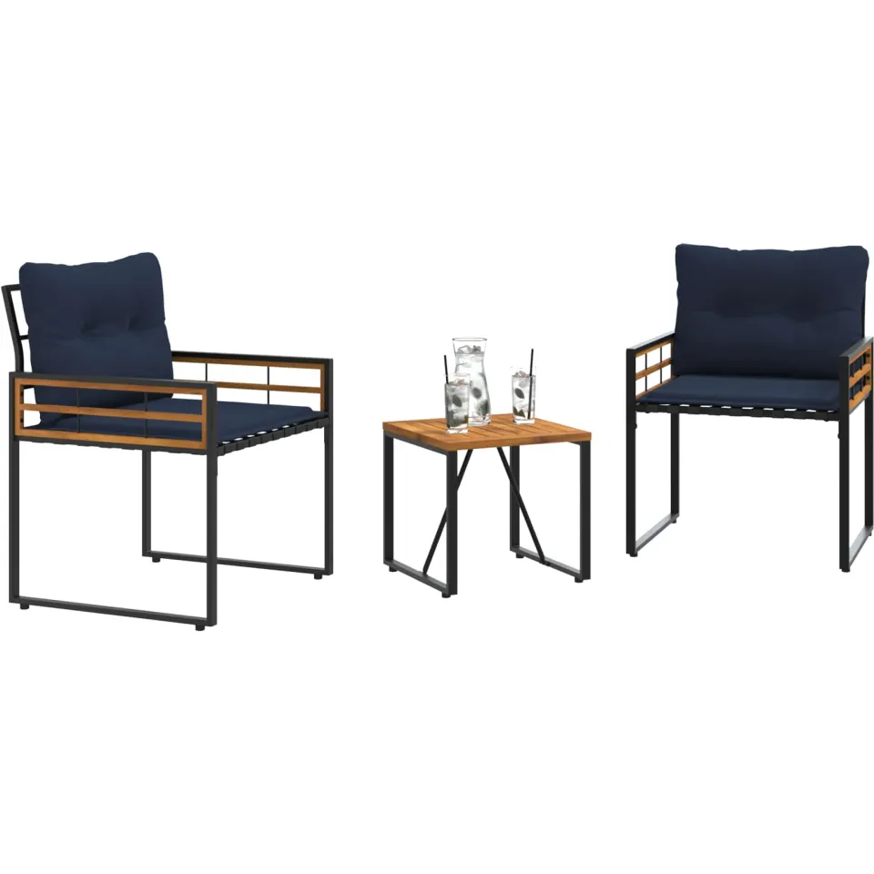 vidaXL Buitenmeubelset 3 st Marineblauw
