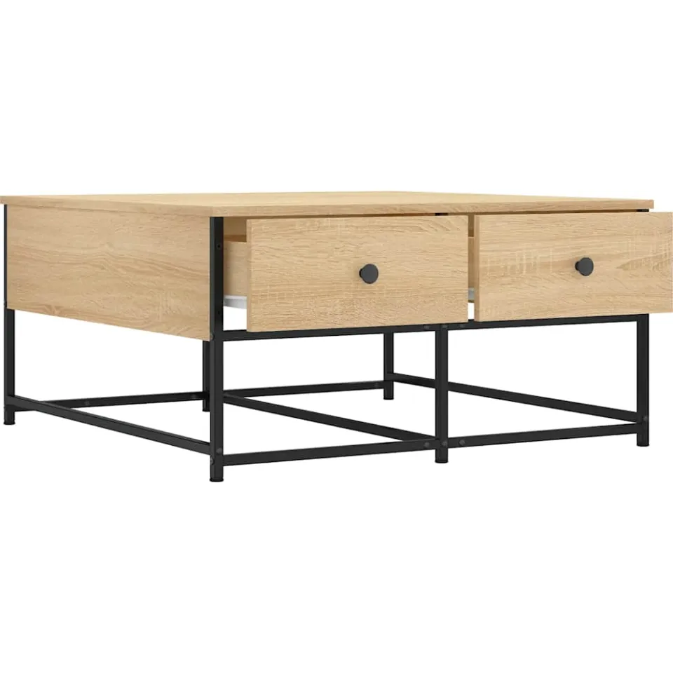 vidaXL Salontafel 80x80x40 cm bewerkt hout sonoma eikenkleurig Bruin