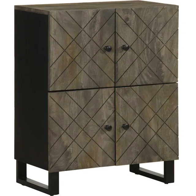 vidaXL Dressoir 60x33x75 cm massief mangohout zwart
