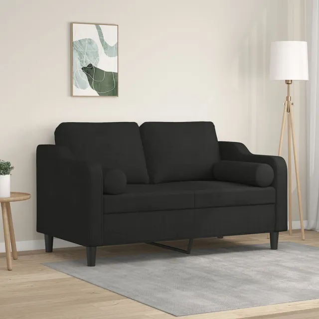 vidaXL Tweezitsbank met sierkussens 120 cm stof zwart