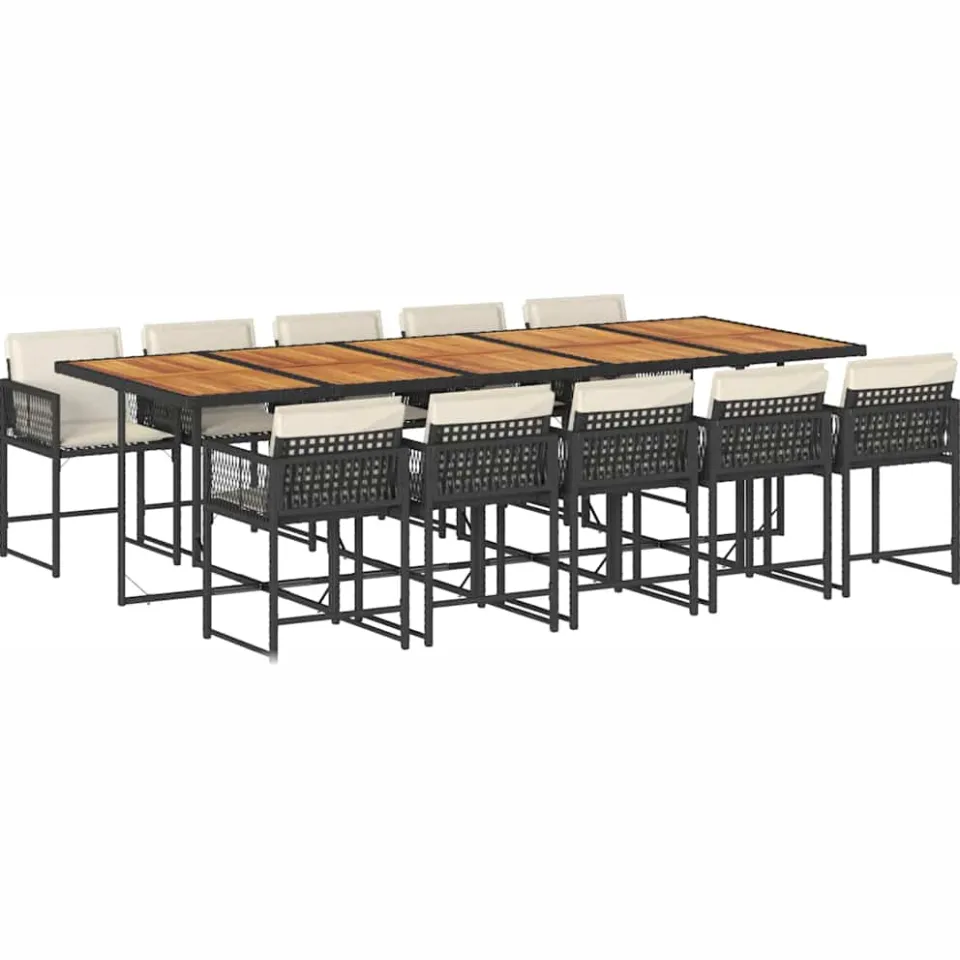 vidaXL 11-delige Tuinset met kussens poly rattan zwart, foto 3