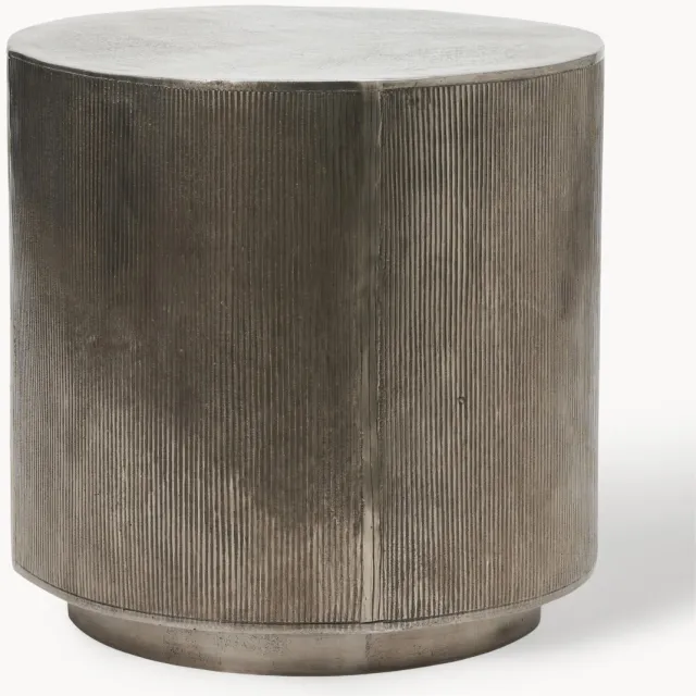 House Doctor Ronde bijzettafel Rota met geribbeld front Taupe, Zilverkleurig