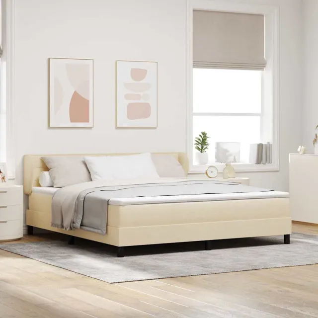 vidaXL Boxspringbed met hoofdeinde Crème 180 x 200 cm Stof
