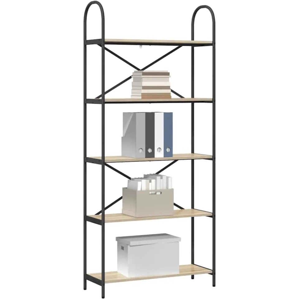 vidaXL Boekenkast 5-laags 80 x 30 x 183 cm Bewerkt hout Sonoma Eiken, foto 3