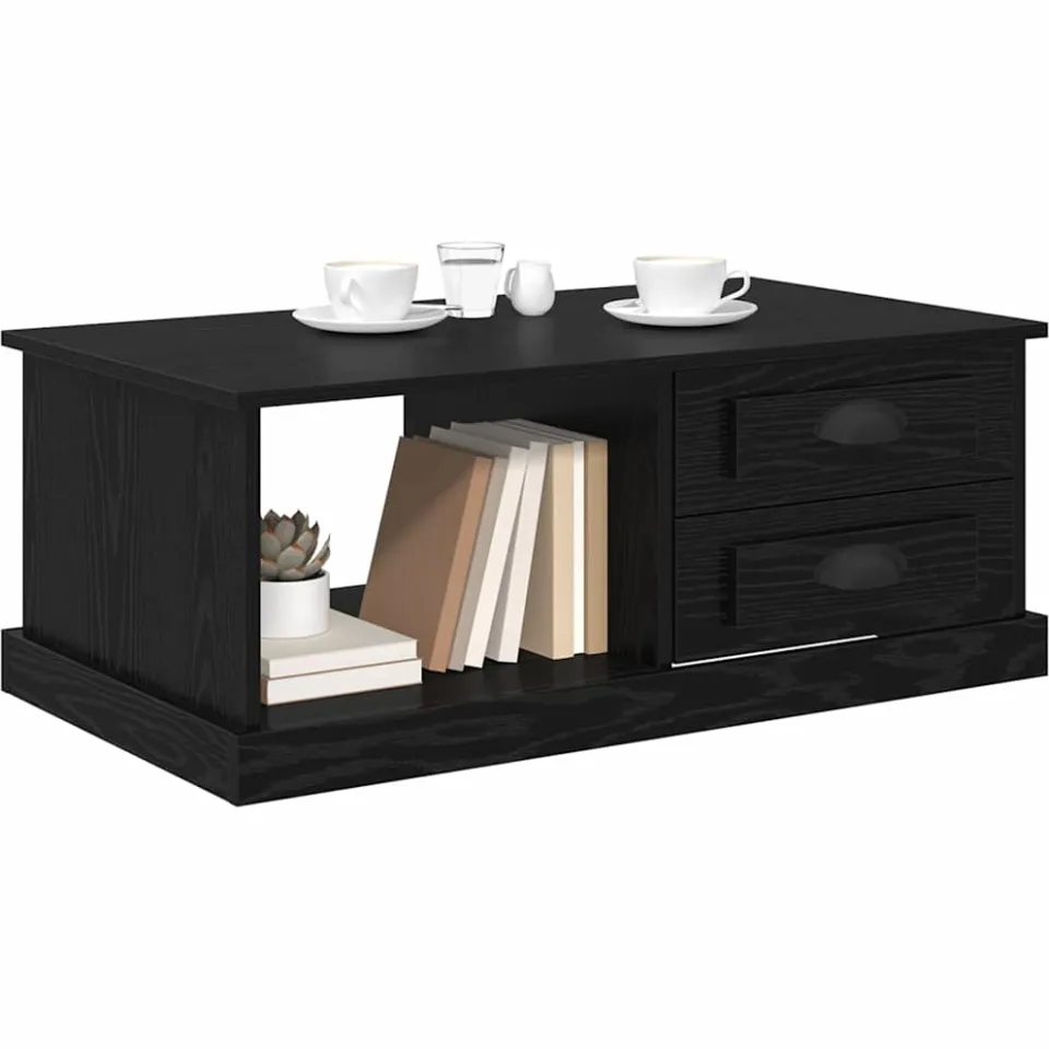 vidaXL Salontafel Zwart Eiken 90 x 50 x 35 cm Bewerkt hout