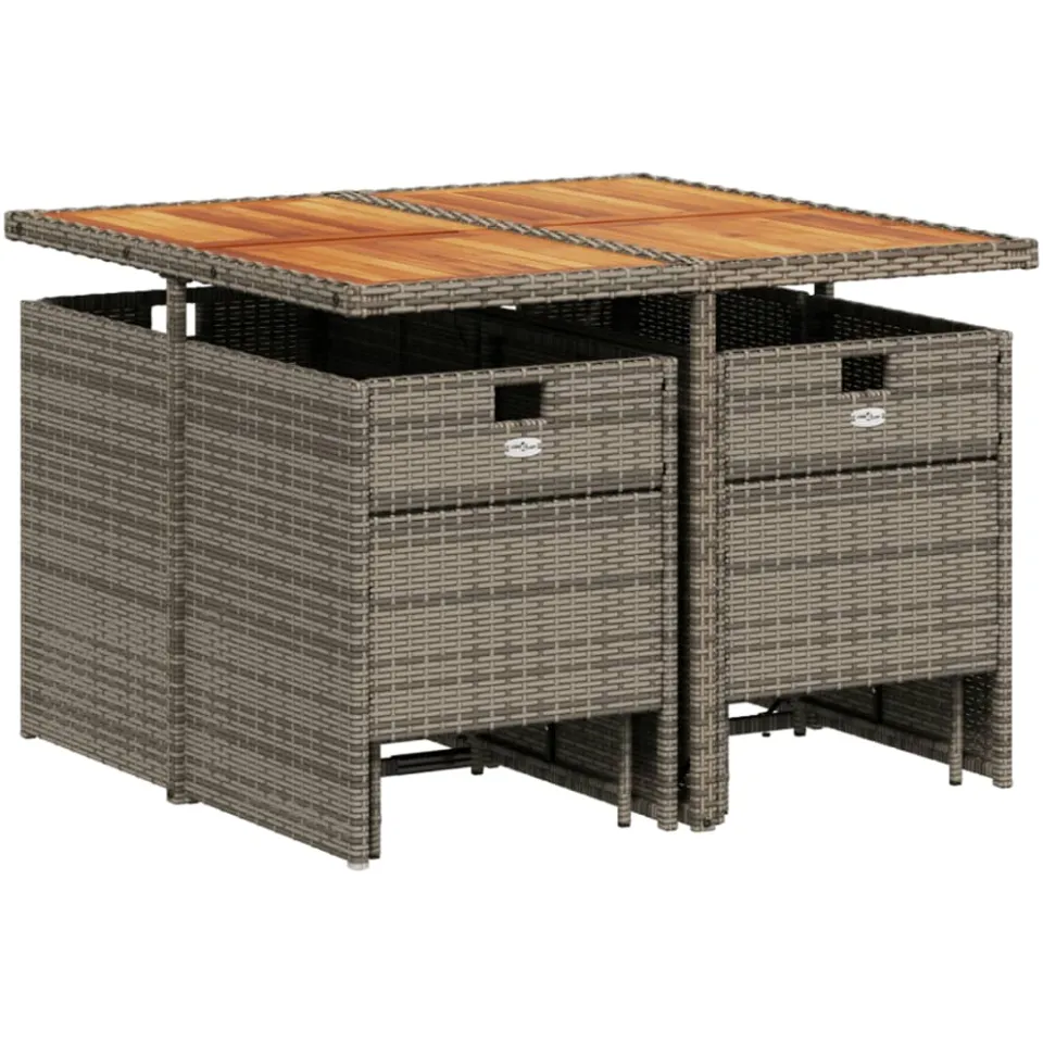 vidaXL 9-delige Tuinset met kussens poly rattan grijs, foto 3
