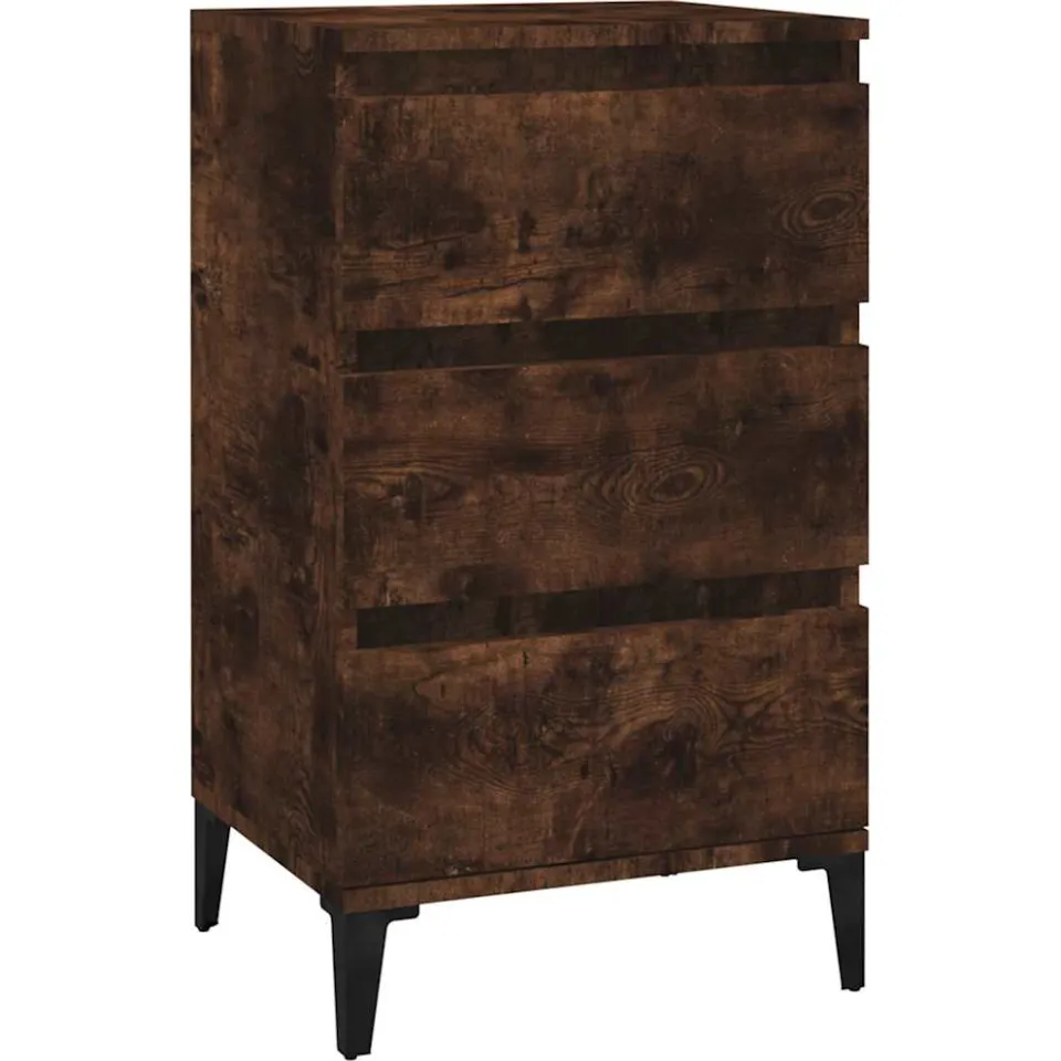 vidaXL Nachtkastje 40x35x70 cm bewerkt hout gerookt eikenkleurig Bruin