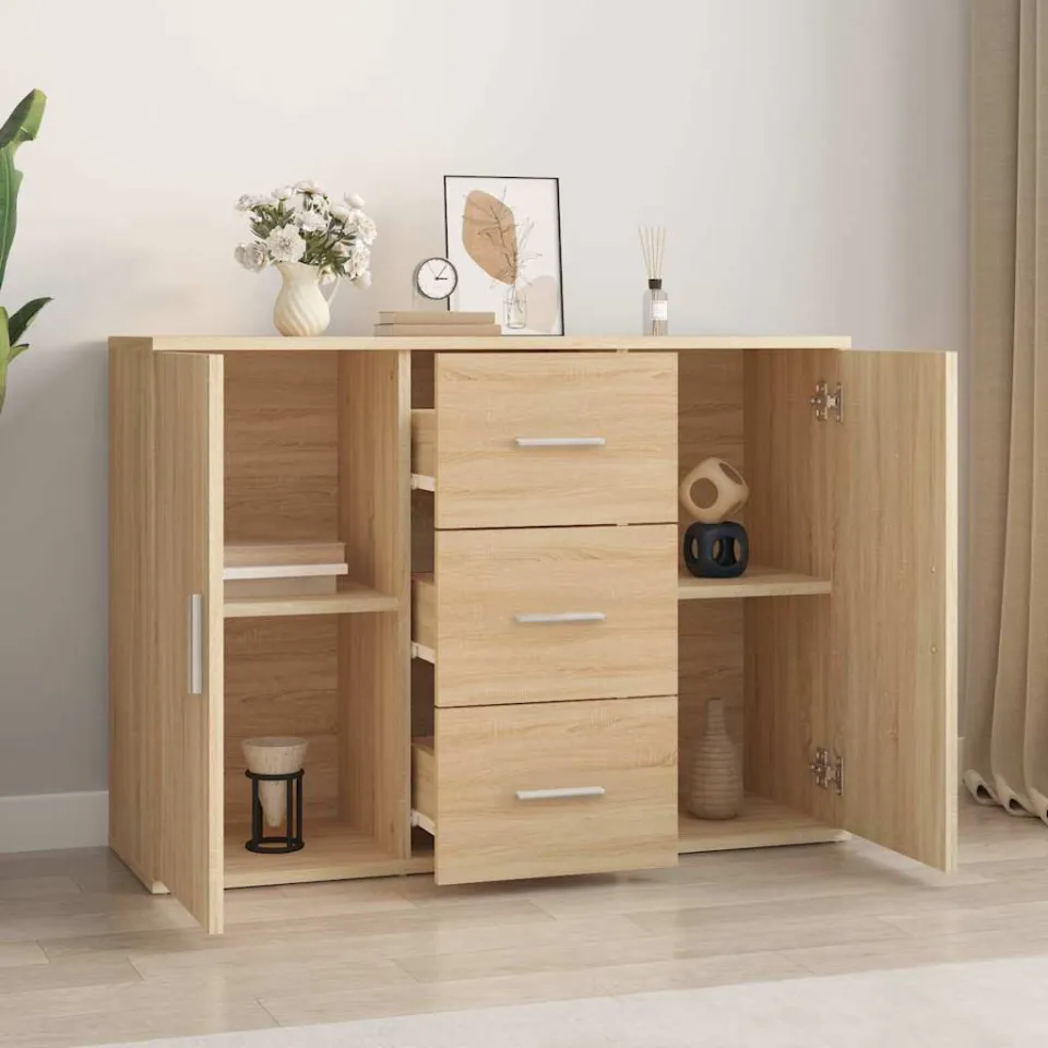 vidaXL Dressoir 91x29,5x65 cm bewerkt hout sonoma eikenkleurig, foto 3