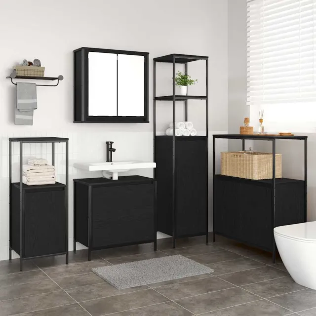 vidaXL Badkamermeubelset 5 st Zwart 36 x 35 x 165 cm Bewerkt hout, foto 2