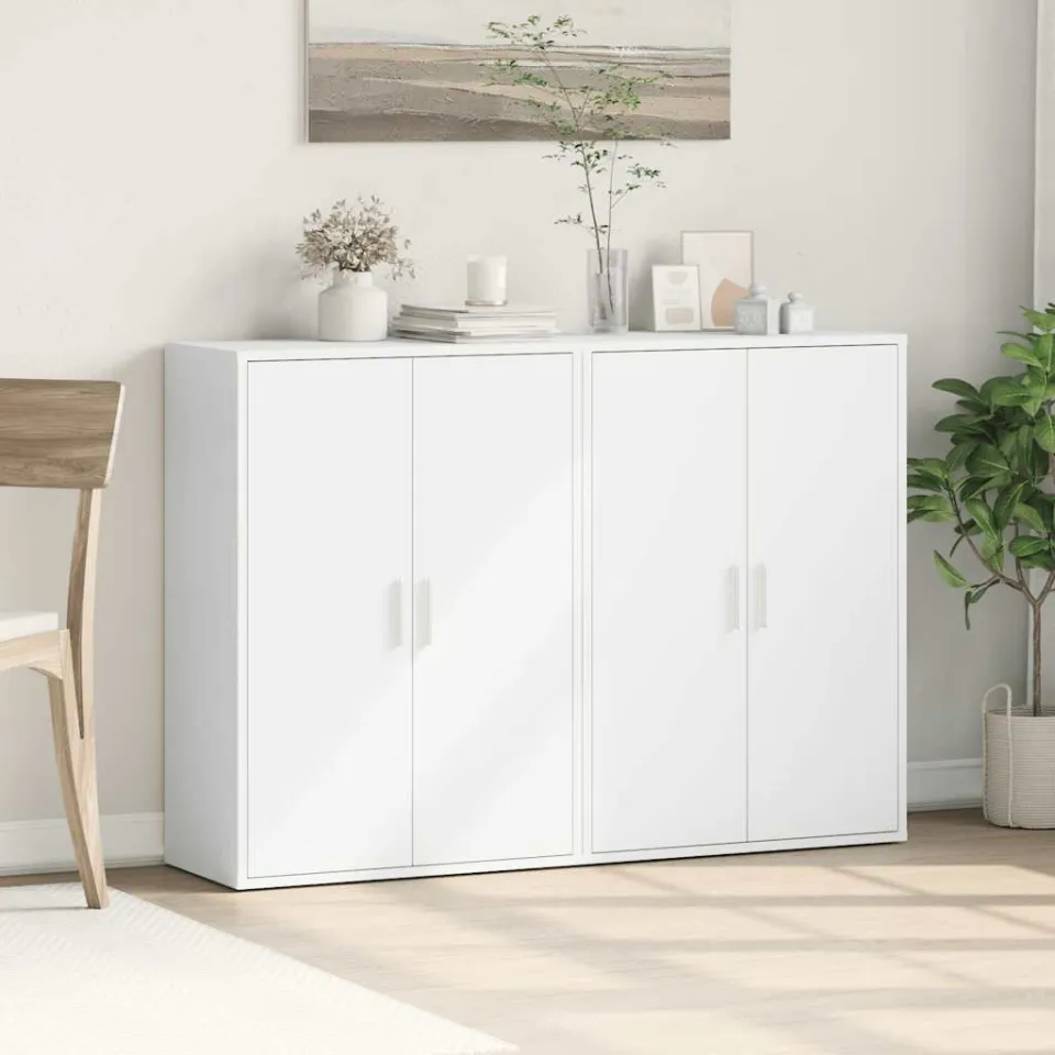 vidaXL Dressoirs 2 st 60x31x84 cm bewerkt hout wit, foto 3