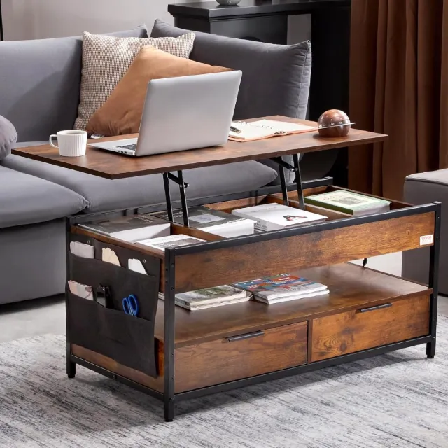 Corenia Koffietafel - Table - Coffe table - Living Room Table - Lift Top salontafel - tafel met extra opbergruimte - omklapbare salontafel voor de woonkamer - 35in - Wit - 57.76lbs