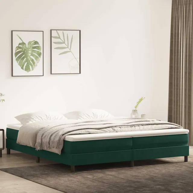 vidaXL Bed boxspring zonder matras 200x210 cm fluweel donkergroen