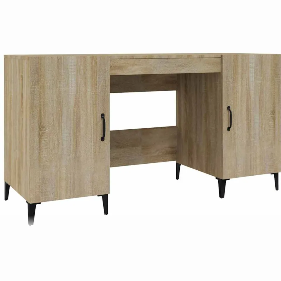 vidaXL Bureau 140x50x75 cm bewerkt hout sonoma eikenkleurig, foto 4