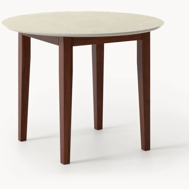 Westwing Collection Ronde eettafel Jackson met travertijn effect, in verschillende formaten Beige