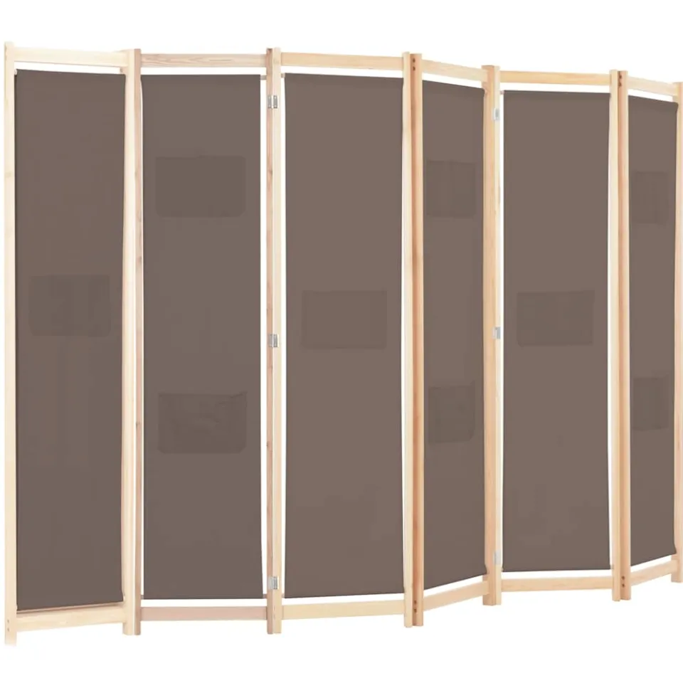 vidaXL Kamerscherm met 6 panelen 240x170x4 cm stof bruin, foto 3