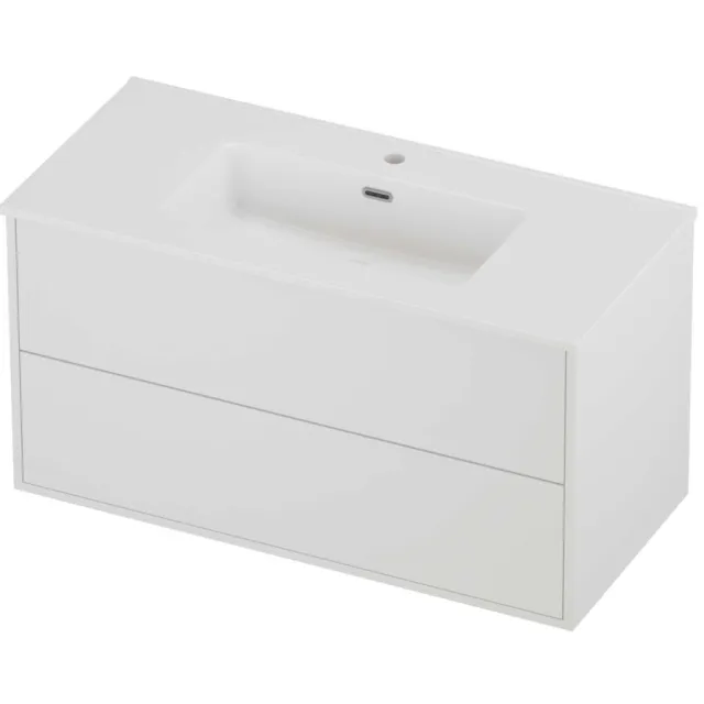 Proline Tribute Badmeubelset Porselein Elegant In Kader 100x46x54 cm Glans Wit Mat White Mat Wit