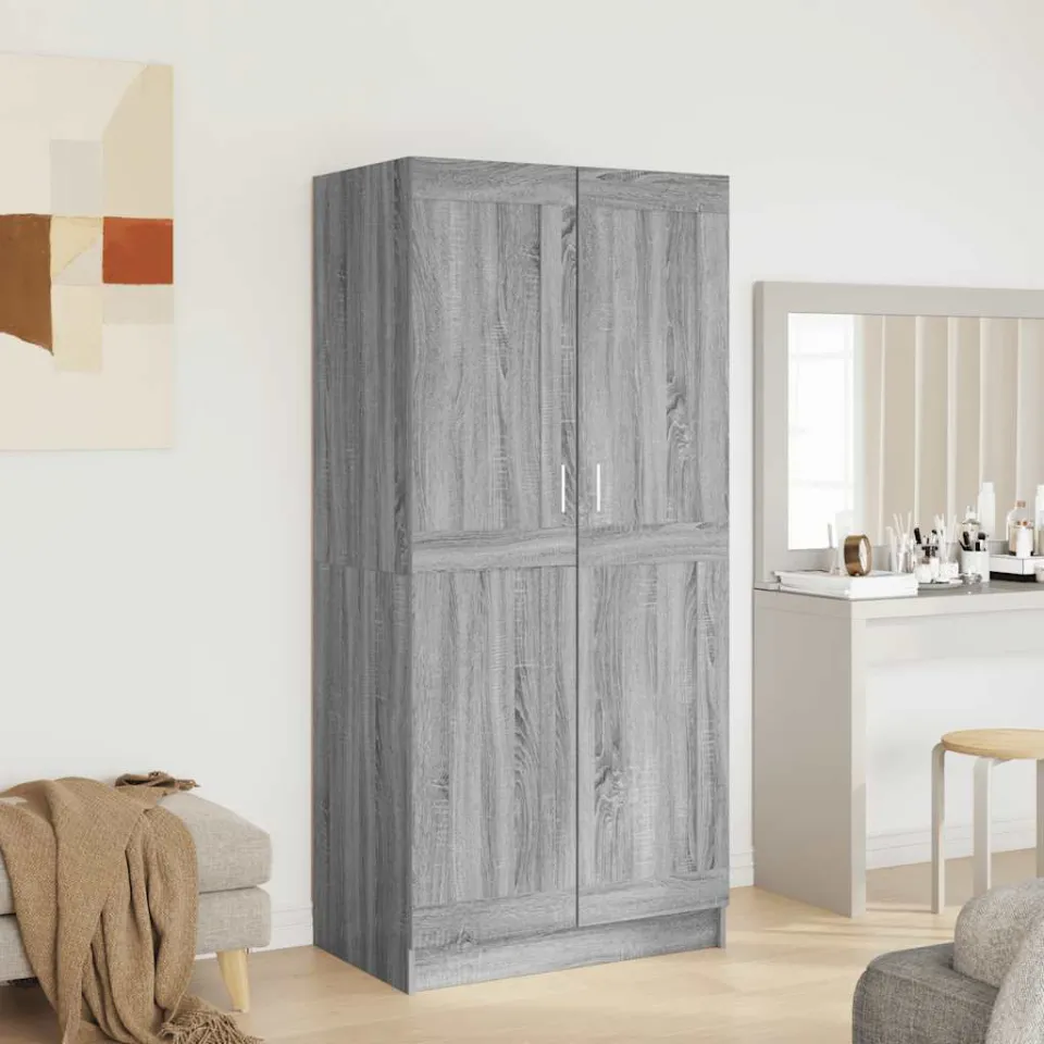vidaXL Kledingkast 82,5x51,5x180 cm bewerkt hout grijs sonoma eiken, foto 3