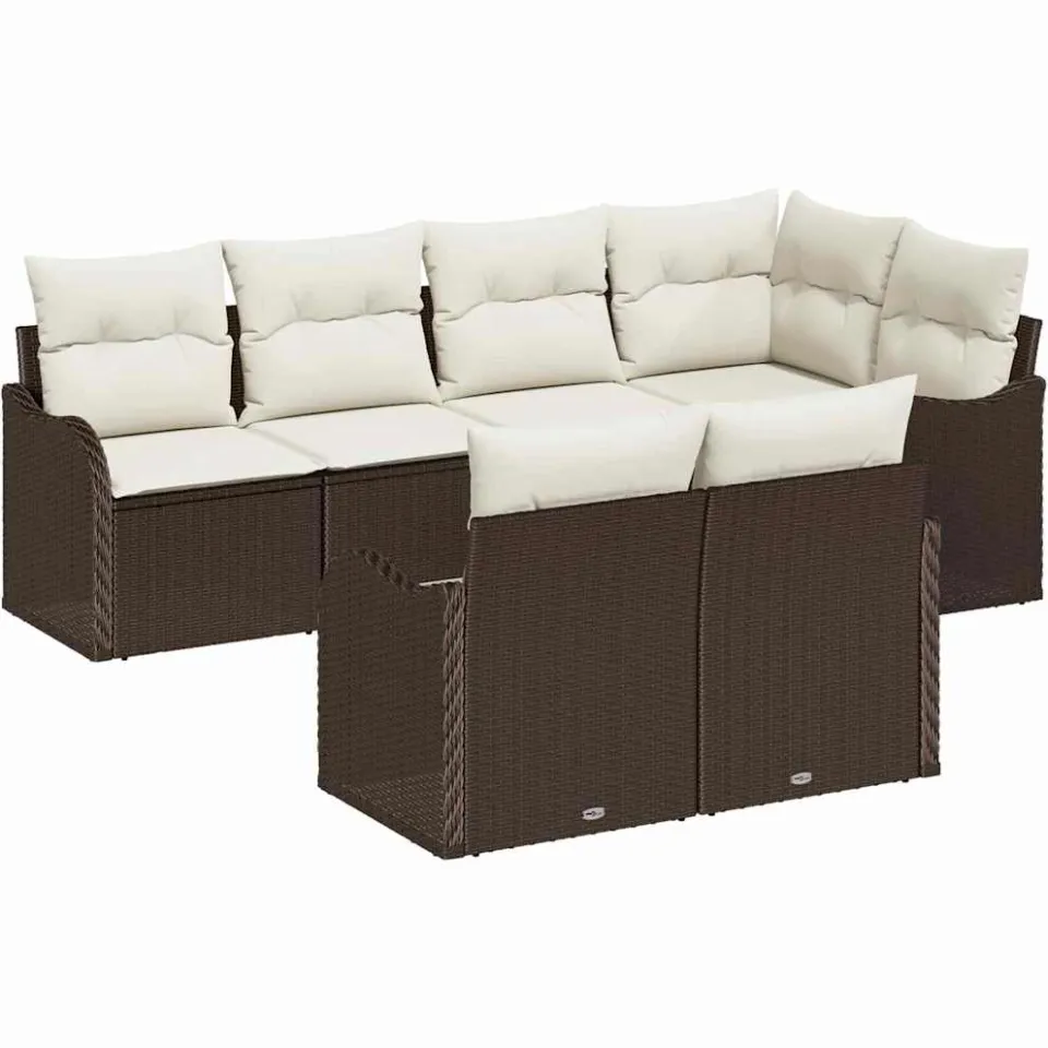 vidaXL Tuin Sofa Set 7 st Bruin Poly riet, foto 4