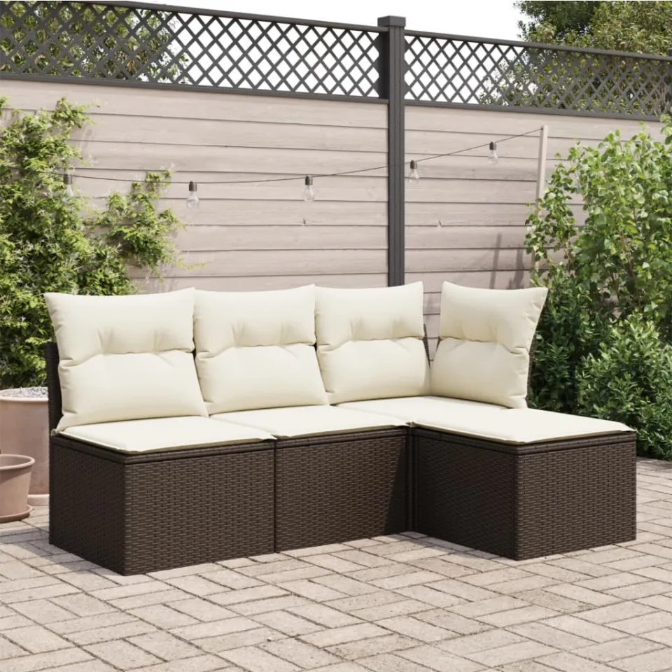 vidaXL Tuinkruk met kussen 55x55x37 cm poly rattan bruin, foto 3