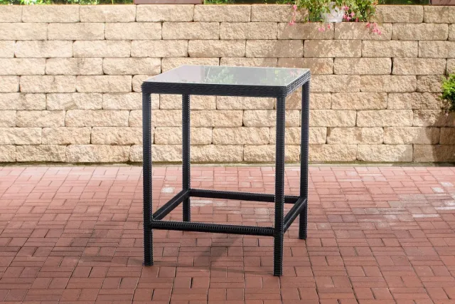 In And Outdoormatch tuintafel Deluxe - Bartafel - Donkergrijs/Grijs - tuintafel kunststof - tuintafels - tafel - Glazen tafel - 84 x 84 x 110,5 cm Black